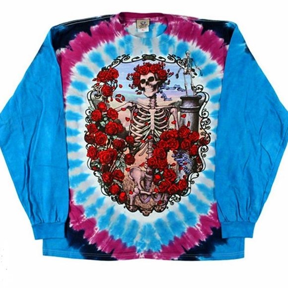 Grateful Dead Bertha Original 1995 Tie Dye Liquid Blue rock L/s T-Shirt 2XL NWT - Picture 2 of 7